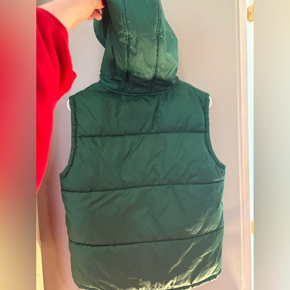 Gymboree Silver Puffer Vest and Green Puffer Hooded Vest - Picture 2 of 8